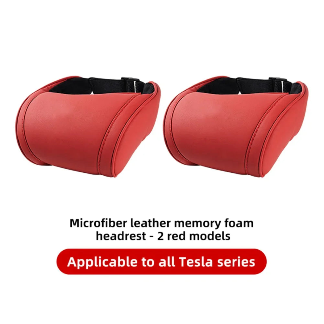 Premium Tesla Kopfstütze – PU-Leder & Memory Foam Komfort
