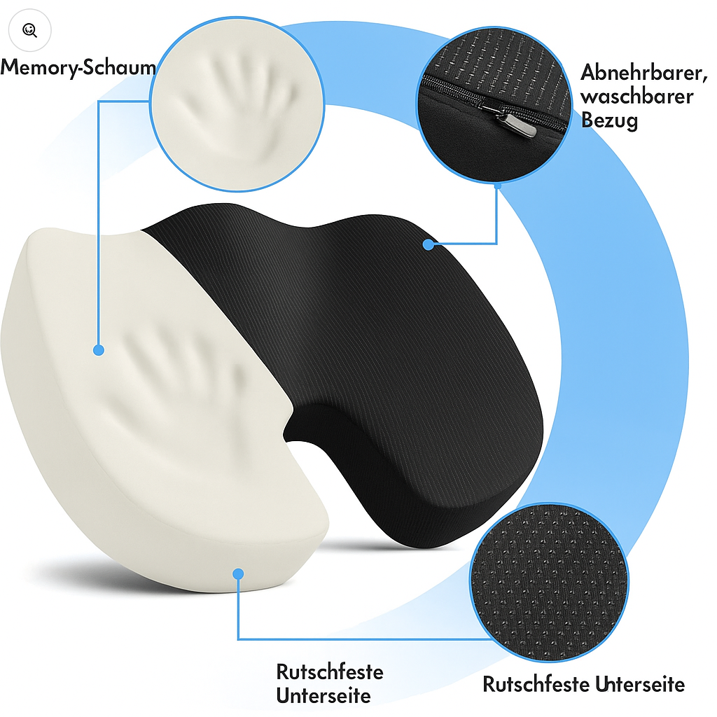Orthopädischen Sitzkissen  Entlastung für Rücken & Steißbein