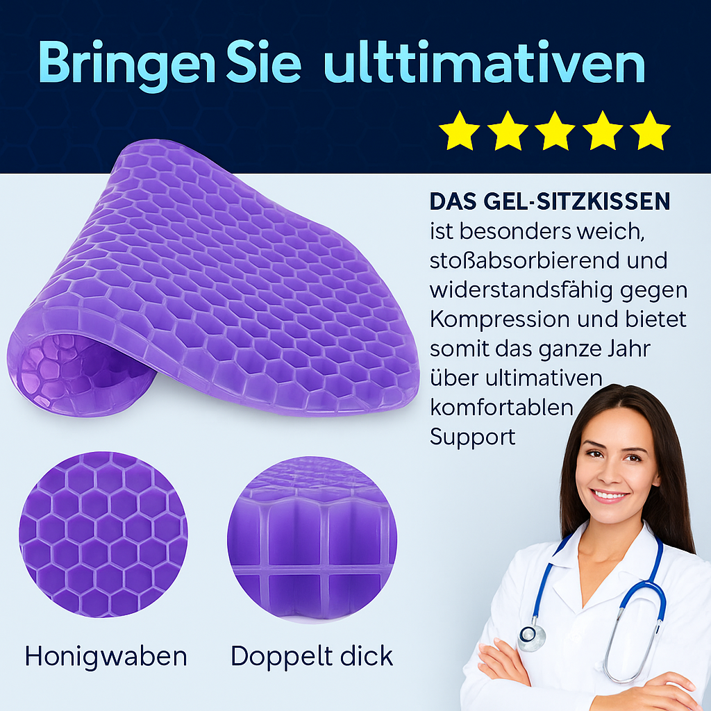 Ergonomisches Gel-Sitzkissen – Atmungsaktiv & Komfortabel