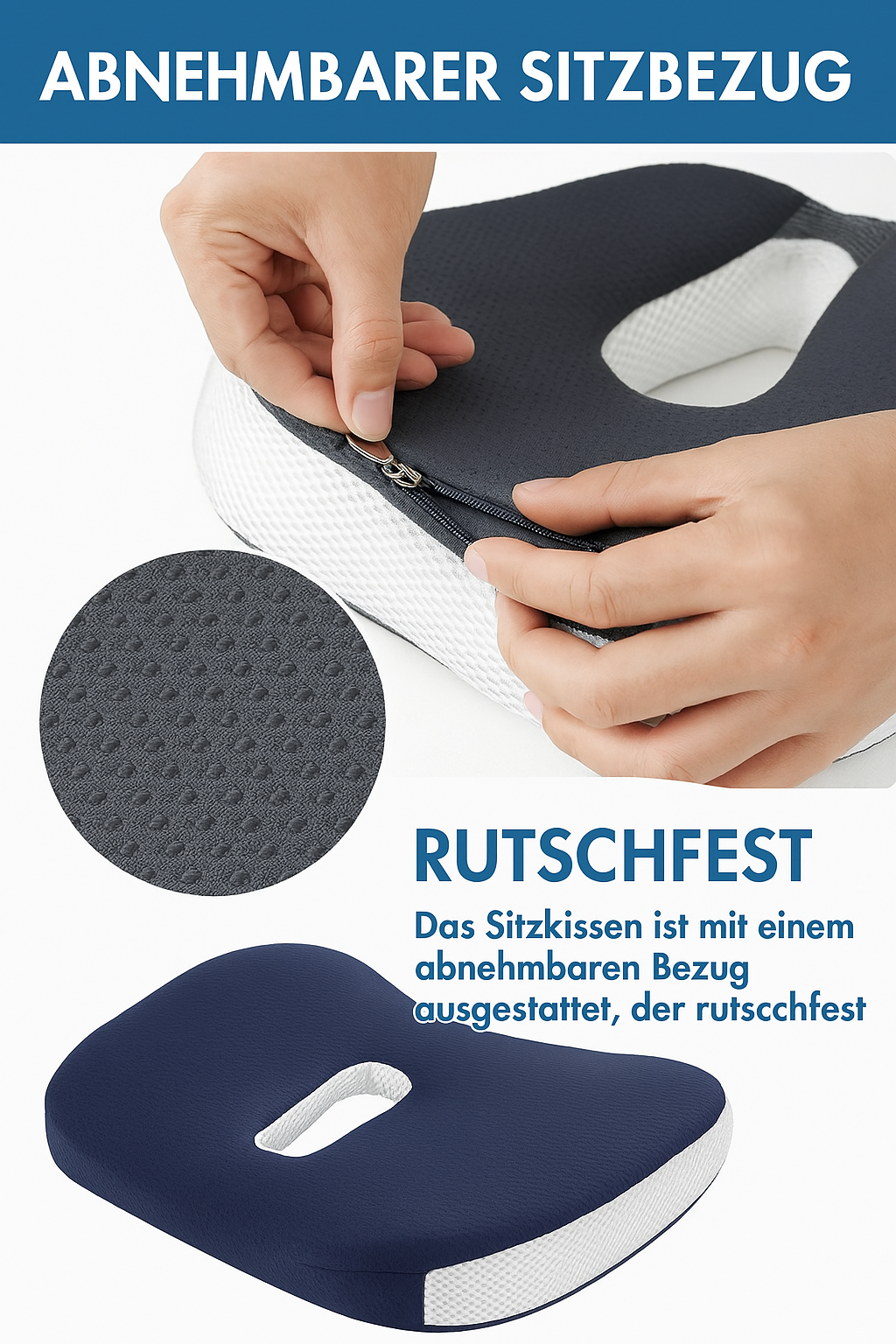 Orthopädischen Sitzkissen  Entlastung für Rücken & Steißbein aus Memory Foam