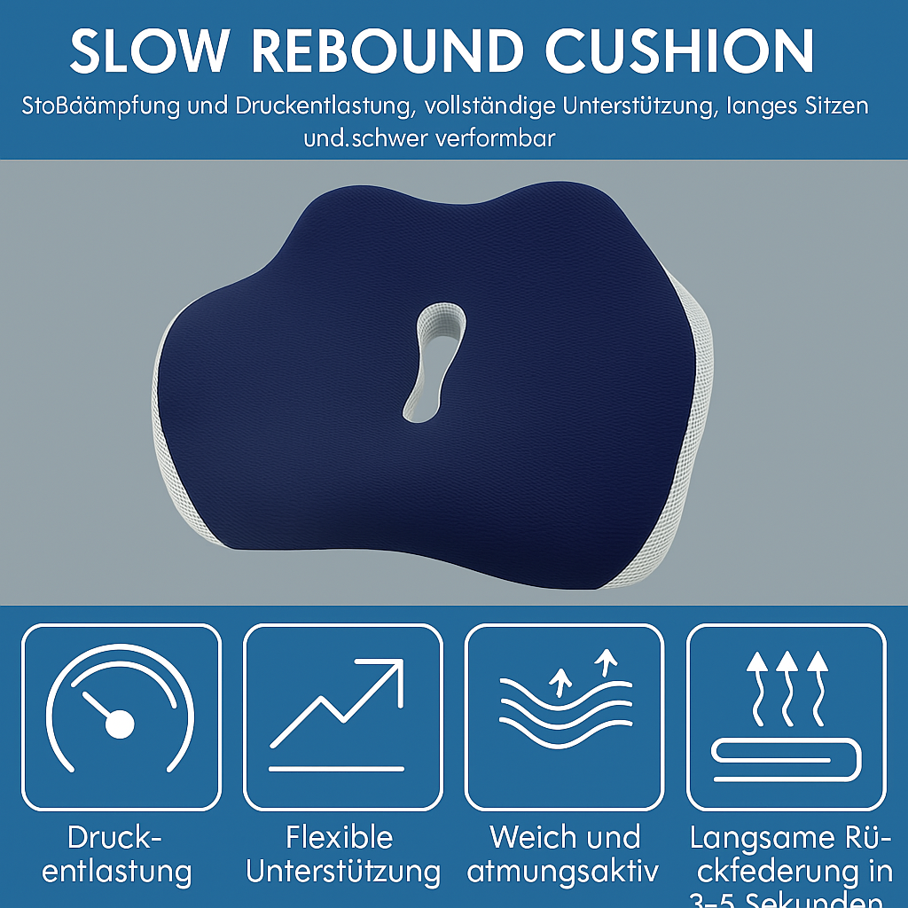 Orthopädischen Sitzkissen  Entlastung für Rücken & Steißbein aus Memory Foam