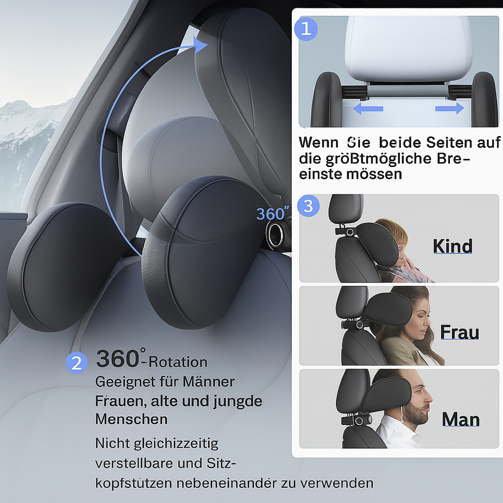 Premium Auto-Kopfstütze mit Memory Foam – Komfort & Sicherheit