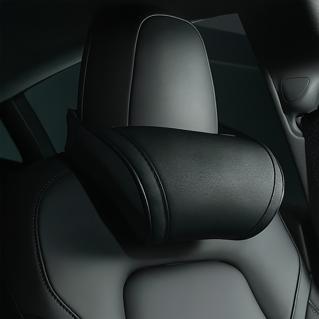 Premium Tesla Kopfstütze – PU-Leder & Memory Foam Komfort
