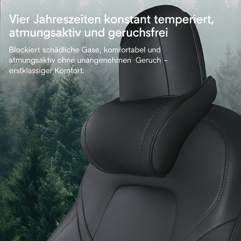 Premium Tesla Kopfstütze – PU-Leder & Memory Foam Komfort