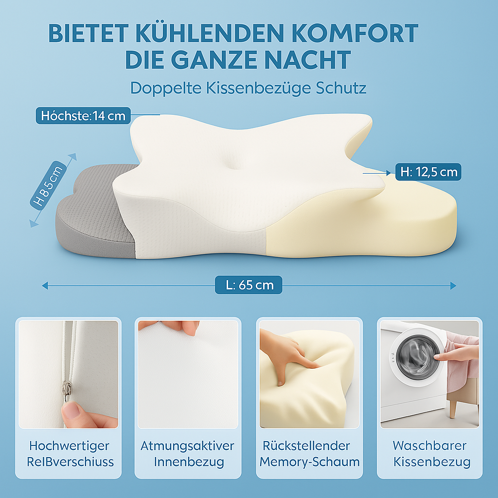 Orthopädisches Kopfkissen – Ergonomisch, bequem & rückenfreundlich