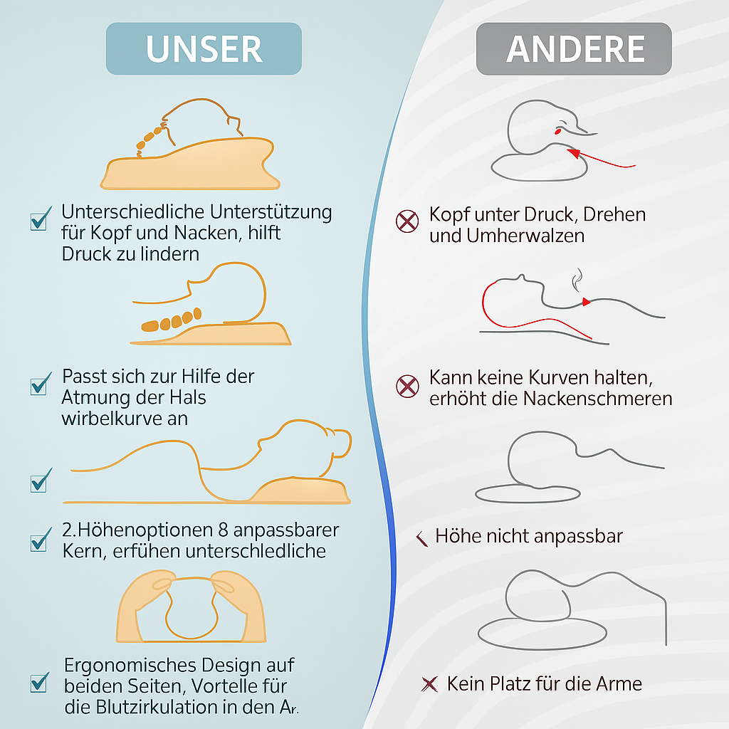 Orthopädisches Kopfkissen – Ergonomisch, bequem & rückenfreundlich