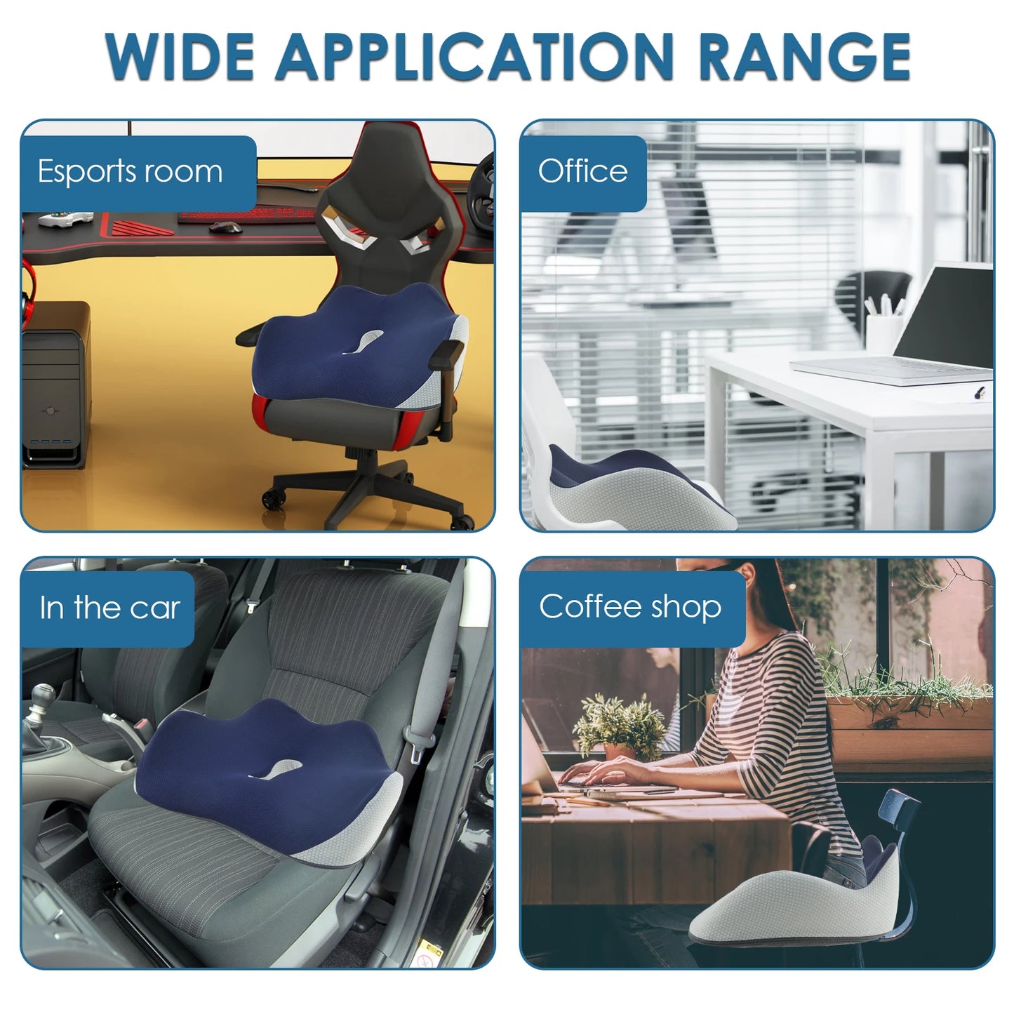 Orthopädischen Sitzkissen  Entlastung für Rücken & Steißbein aus Memory Foam