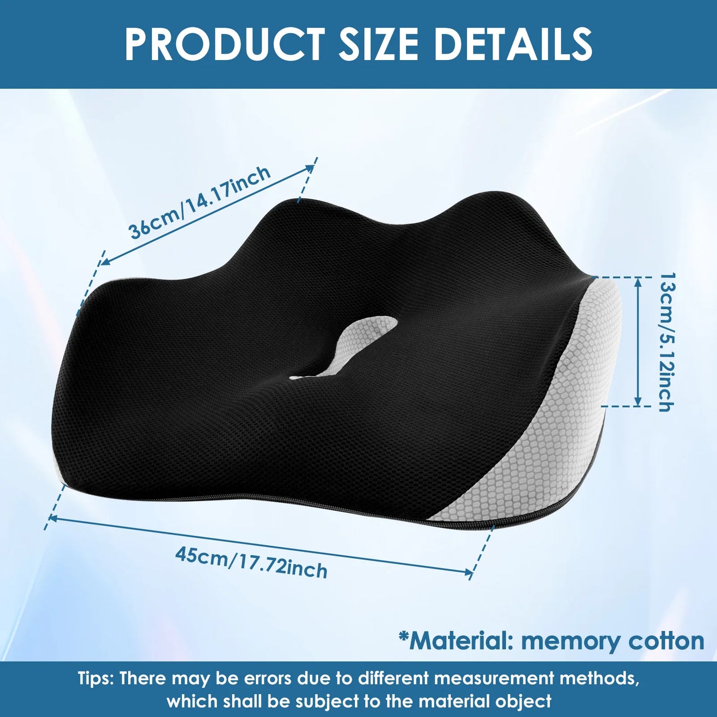 Orthopädischen Sitzkissen  Entlastung für Rücken & Steißbein aus Memory Foam