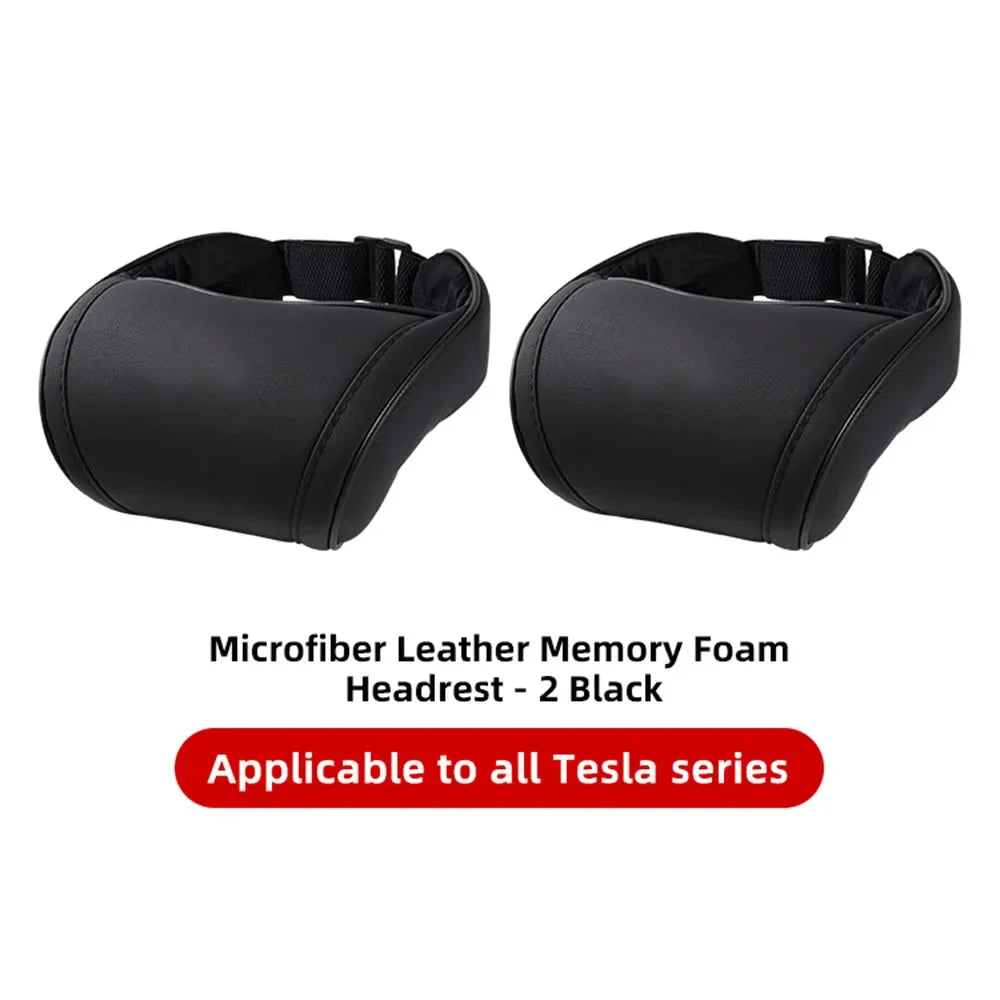 Premium Tesla Kopfstütze – PU-Leder & Memory Foam Komfort
