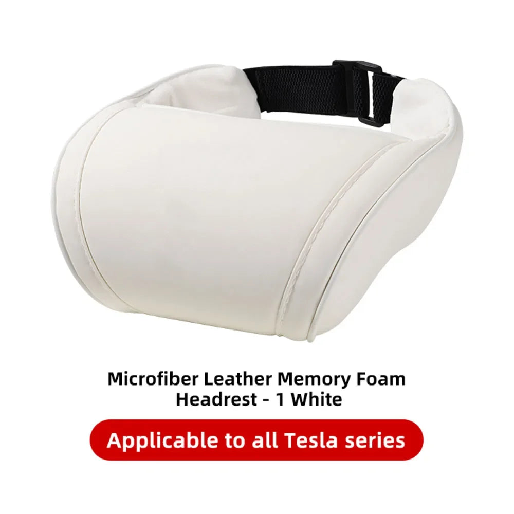 Premium Tesla Kopfstütze – PU-Leder & Memory Foam Komfort