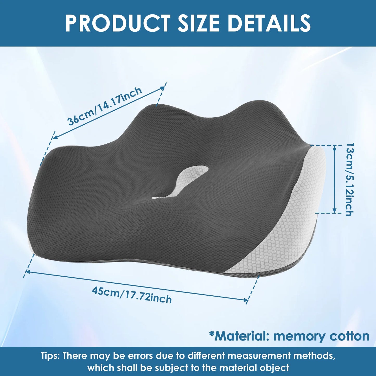 Orthopädischen Sitzkissen  Entlastung für Rücken & Steißbein aus Memory Foam
