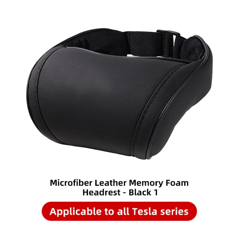 Premium Tesla Kopfstütze – PU-Leder & Memory Foam Komfort
