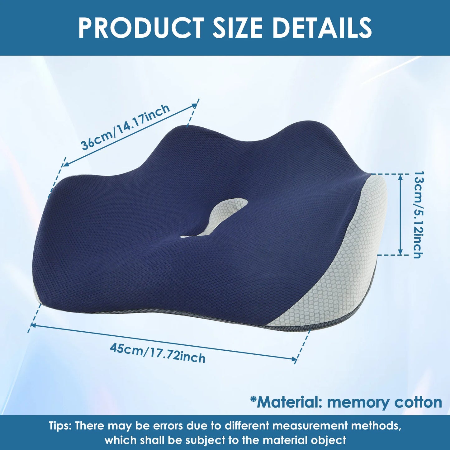 Orthopädischen Sitzkissen  Entlastung für Rücken & Steißbein aus Memory Foam