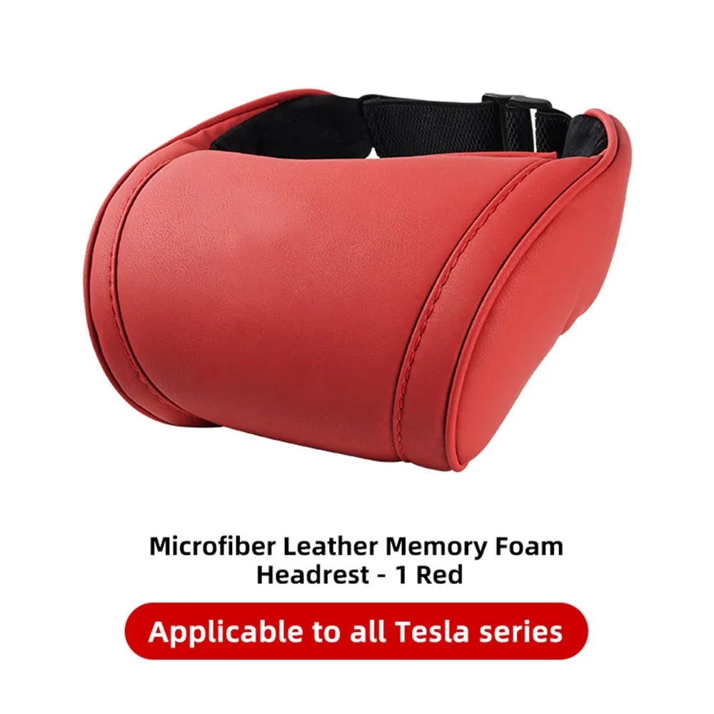 Premium Tesla Kopfstütze – PU-Leder & Memory Foam Komfort